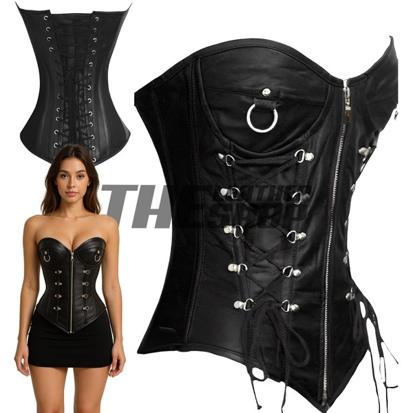 Corsé de cuero sobre busto Steampunk gótico entrenador de cintura para mujer