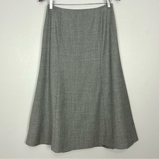 Talbots Felted Wool A-Line Skirt Women s Size 8 Side Zip Lined Classic Midi Gray