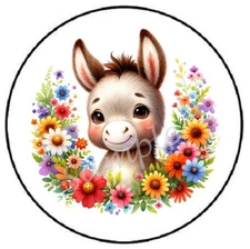 ADORABLE DONKEY HEAD FLORAL ENVELOPE SEALS LABELS STICKERS PARTY FAVORS