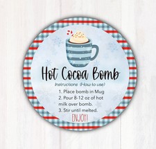 100 Hot Cocoa Bomb Stickers / Holiday Cocoa Bomb Labels Tags Stickers 2  Round