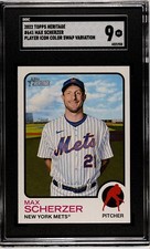2022 Topps Heritage #641 Max Scherzer Player Icon Color Swap SGC 9