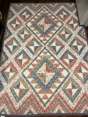 Biederlack VTG Plush Blanket Geometric Star Multicolor Pastel 54x76 Acrylic 
