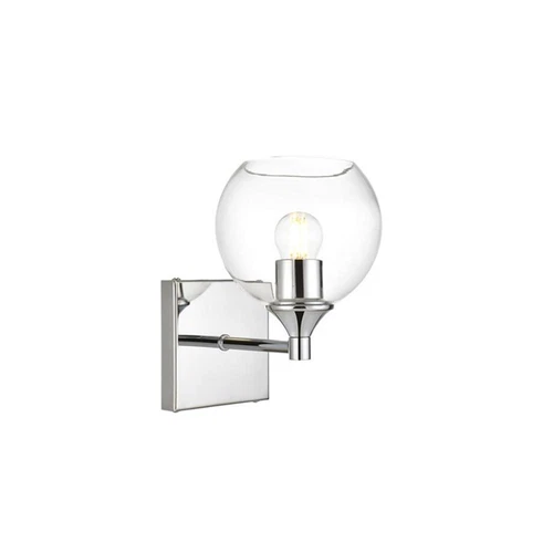 Living District Foster 1-Light Iron & Glass Bath Sconce in Chrome/Clear - Picture 2 of 3
