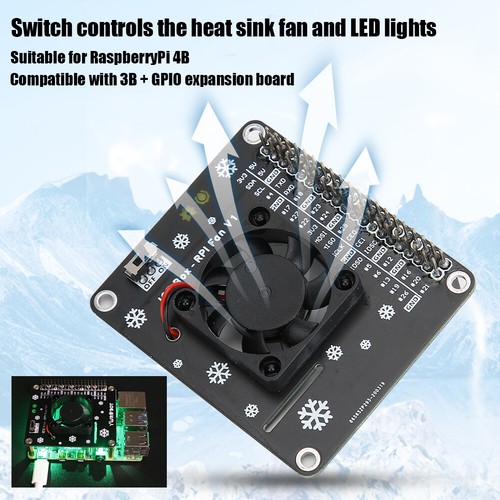 New GPIO Cooling Fan Expansion Board with LED For Raspberry Pi 4B/3B+/3B/3A+