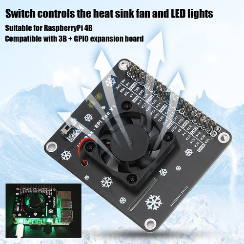 New GPIO Cooling Fan Expansion Board with LED For Raspberry Pi 4B/3B+/3B/3A+ - Picture 1 of 10