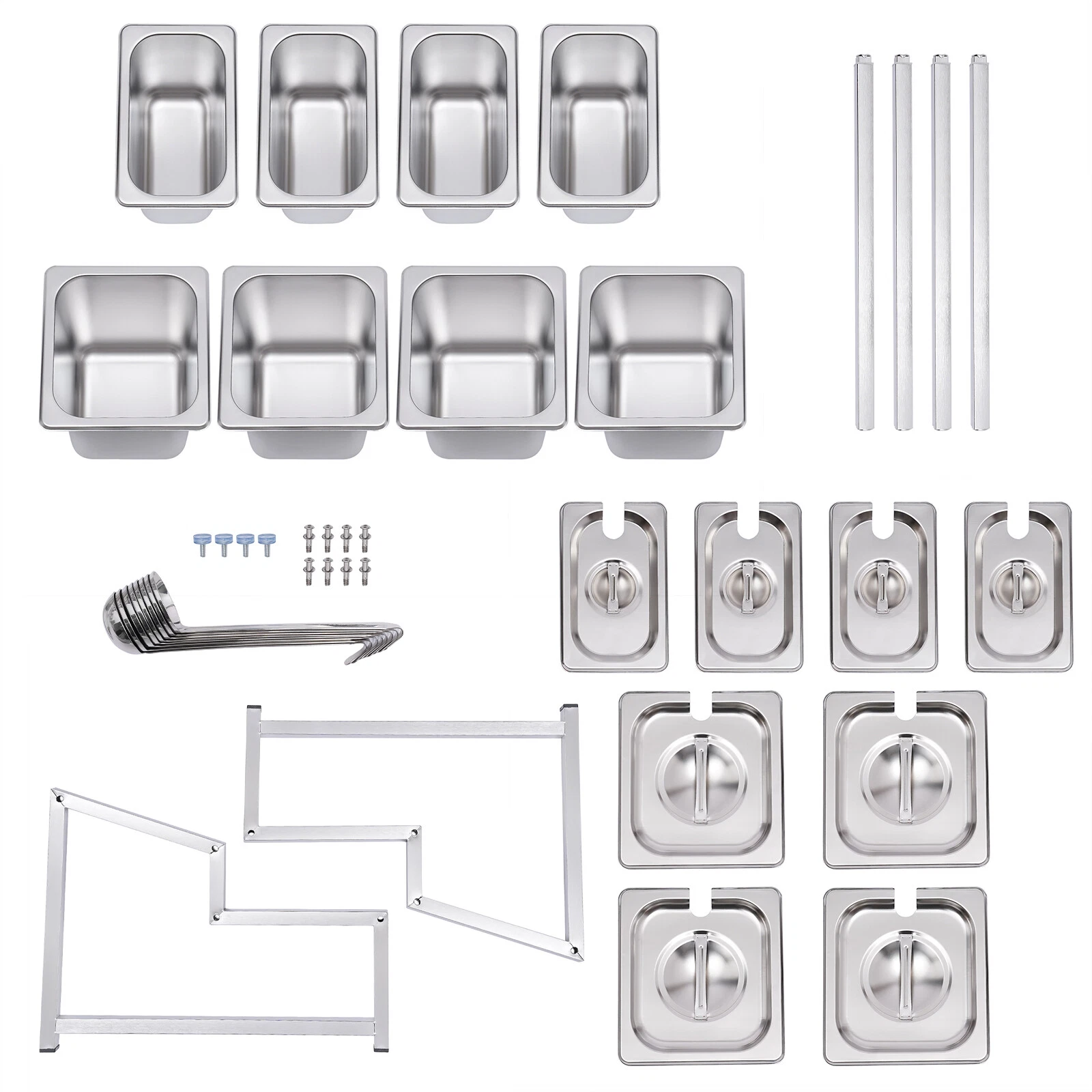 Expandable Spice Rack Stainless Steel Organizer Shelf with Pans Ladles Lids