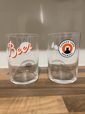 CAMDEN TOWN BREWERY JACK PINT GLASS X 2 STUBBY GLASS NEW HOME BAR FREE DELIVERY