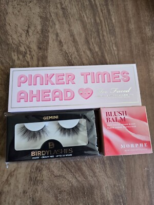 Too Faced Eyeshadow Palette + Morphie Blush + Birdy Lashes Makeup Bundle NEW