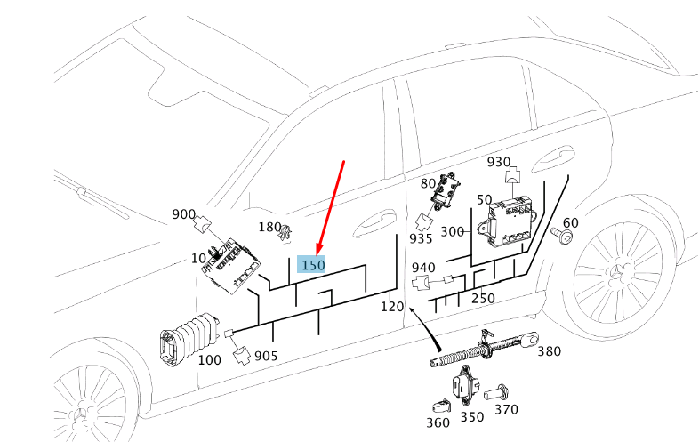 MERCEDES-BENZ E W212 Kabelbaum für Tür vorne links, Rechtslenker, A2125402303