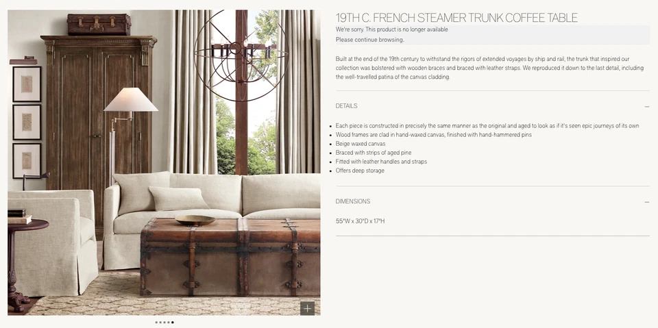 MESA DE CENTRO BAÚL VAPOR FRANCÉS SIGLO XIX HERRAJES RESTAURACIÓN Foto 3 de 3