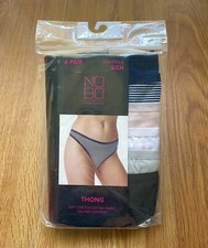 Womens Thong 6 PACK Size S Soft Cotton Stretch Panties NOBO No Boundaries