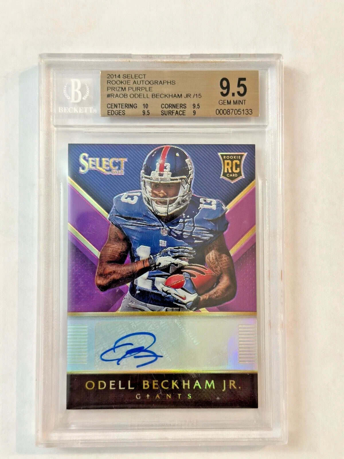 Odell Beckham Jr. Panini Select Rookie Autograph #RAOB Purple Prizm