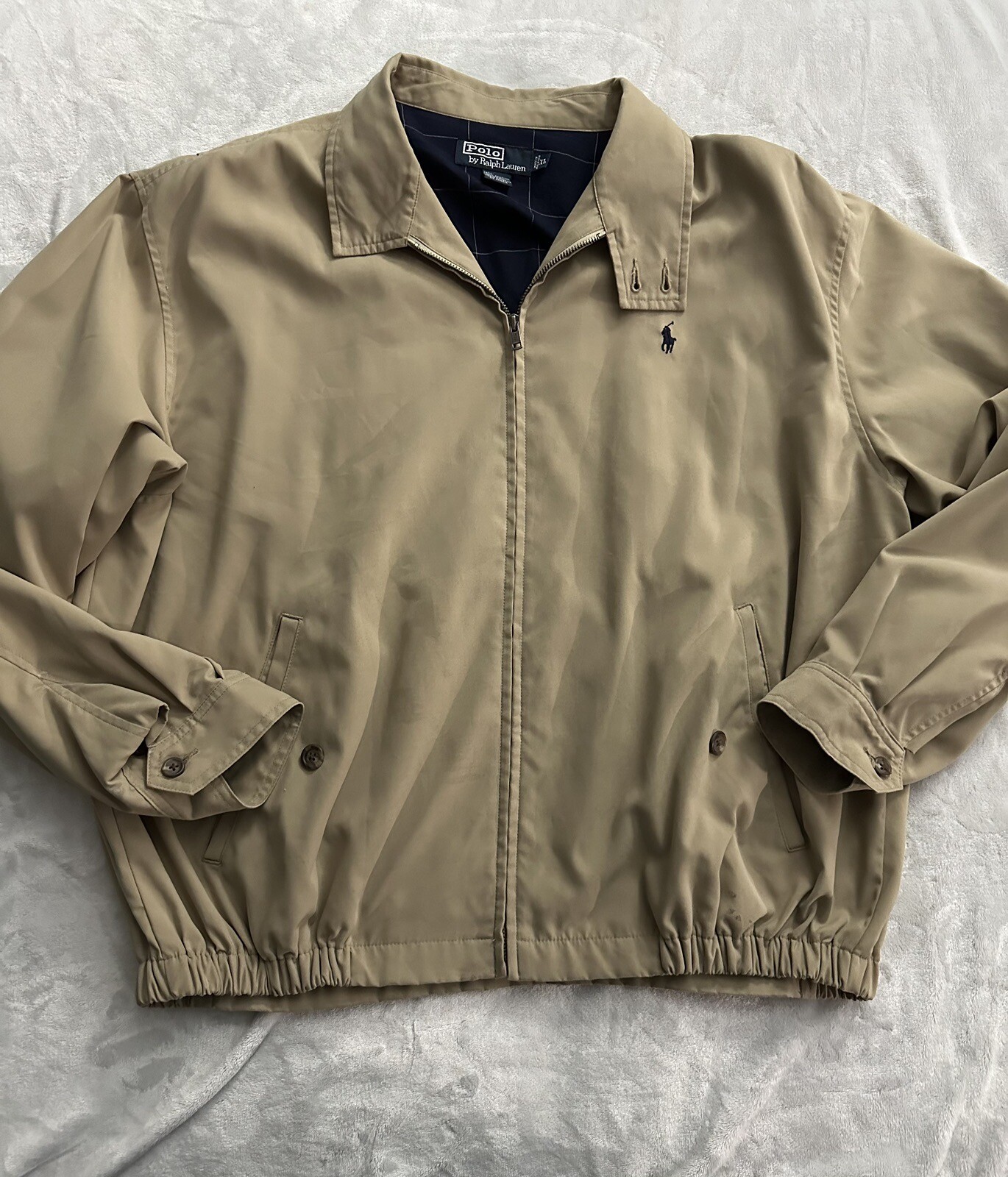 Polo Ralph Lauren Harrington Giacca da uomo taglia XL Bomber pony foderato con cerniera cachi