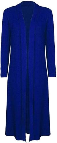 Womens Plain Boyfriend Maxi Cardigan Ladies Long Sleeve Open Front Duster Coat - Picture 13 of 17