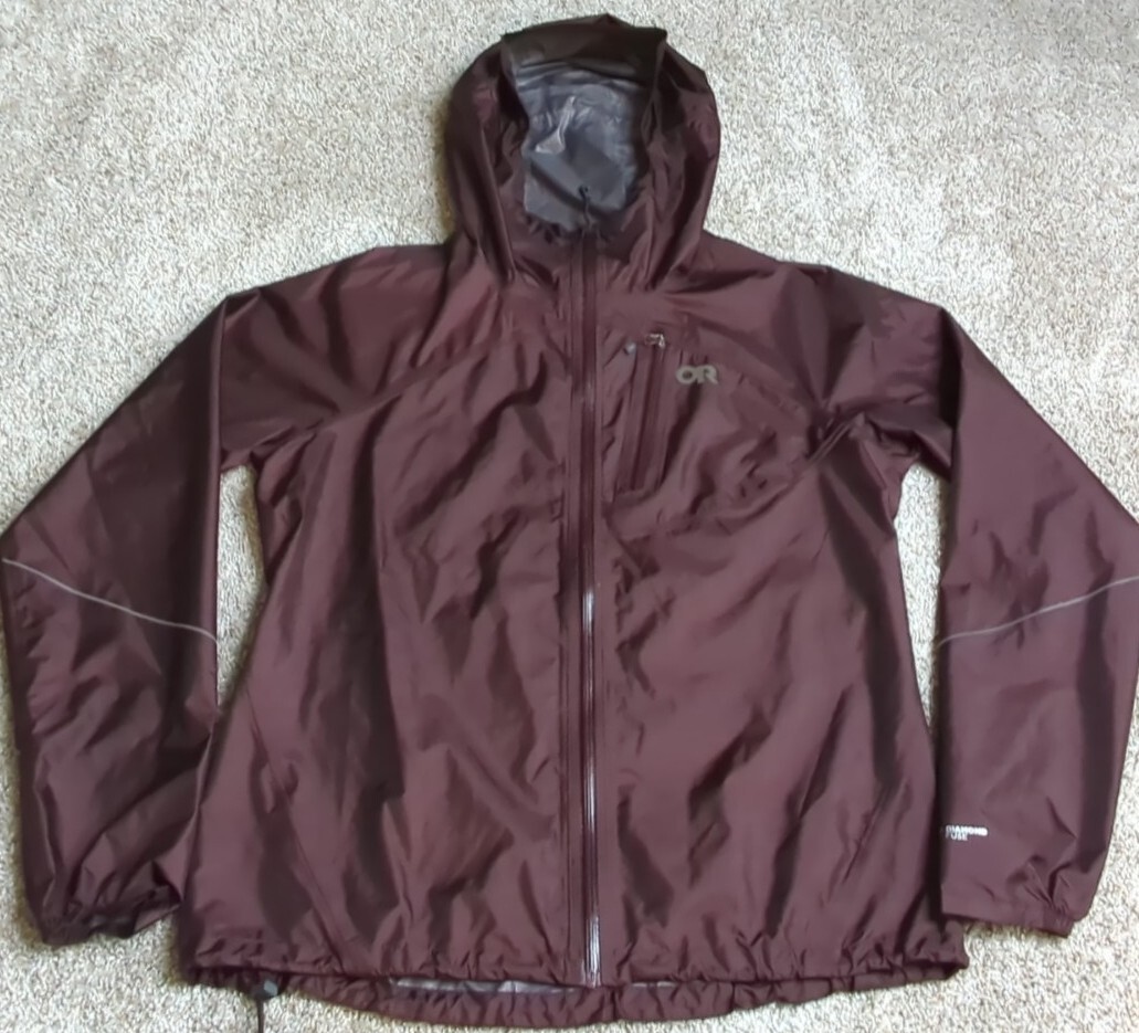 Women's Small Outdoor Research Helium Hooded Rain Jacket Diamond Fuse Full Zip
