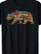 100% Cotton Men's Casual T-Shirt - US National Parks & Bear Design