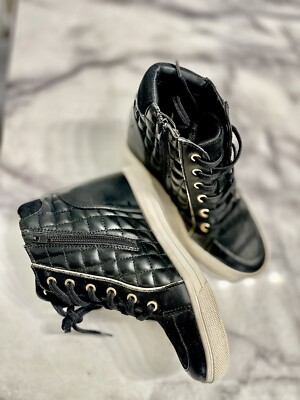 Aldo Black Synthetic Quilted Wedge Heel Sneakers Size worn twice