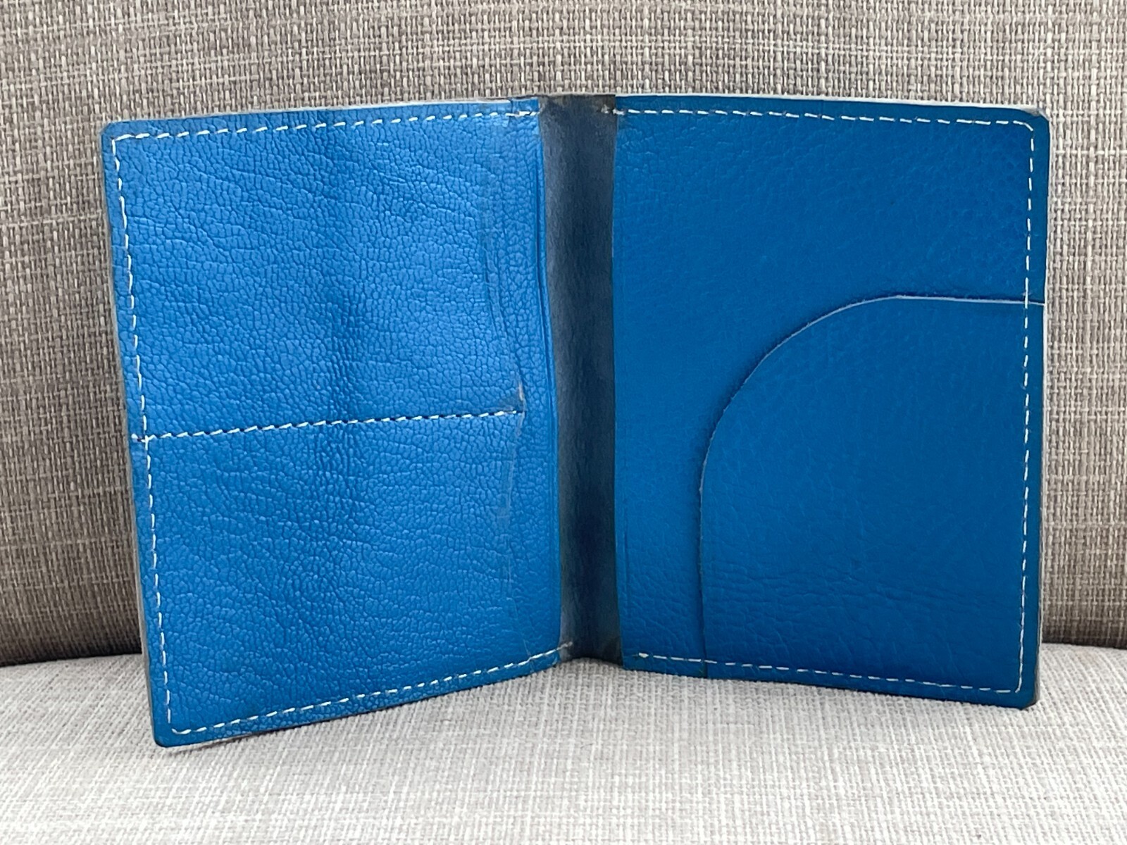 Blue Genuine Leather Handmade Bifold Card Holder Wallet-image