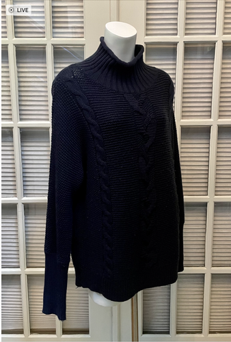 GAP Navy Blue CABLE KNIT Mock 