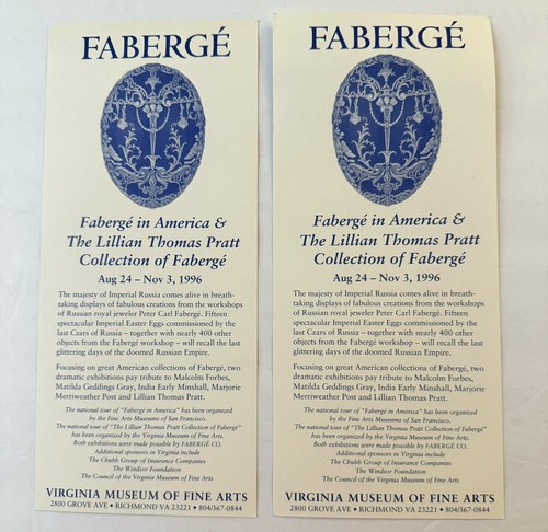 Vintage 1996 Faberge In America Virginia Museum Of Fine Arts Set Of 3 Brochures - Imagen 3 de 15