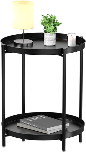 2 Tier End Table - Metal Side Table Waterproof Small Sofa Coffee Side Tables Bed - Picture 8 of 12