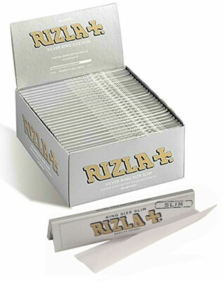 SILBER RIZLA KING SIZE BLÄTTCHEN - SUPER DÜNN - GROSSE SCHMALE 10-50 HEFTE