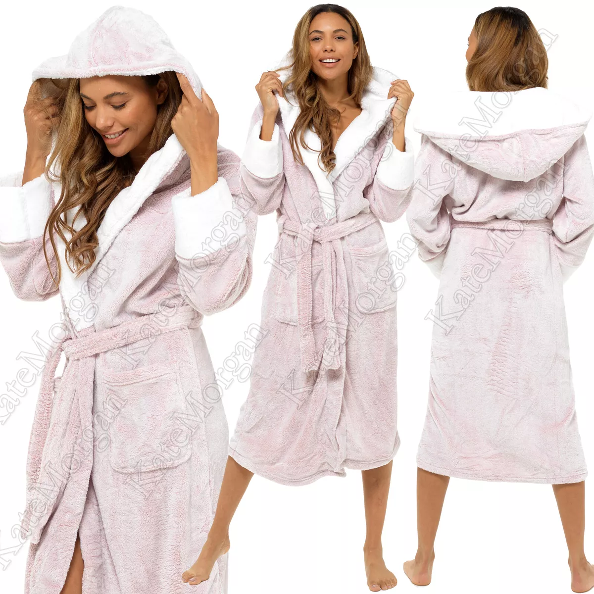 Robe Double Layer Warm Plush Coral David Archy Ultra Soft Velvet Bathrobe  Double Layer Bonded