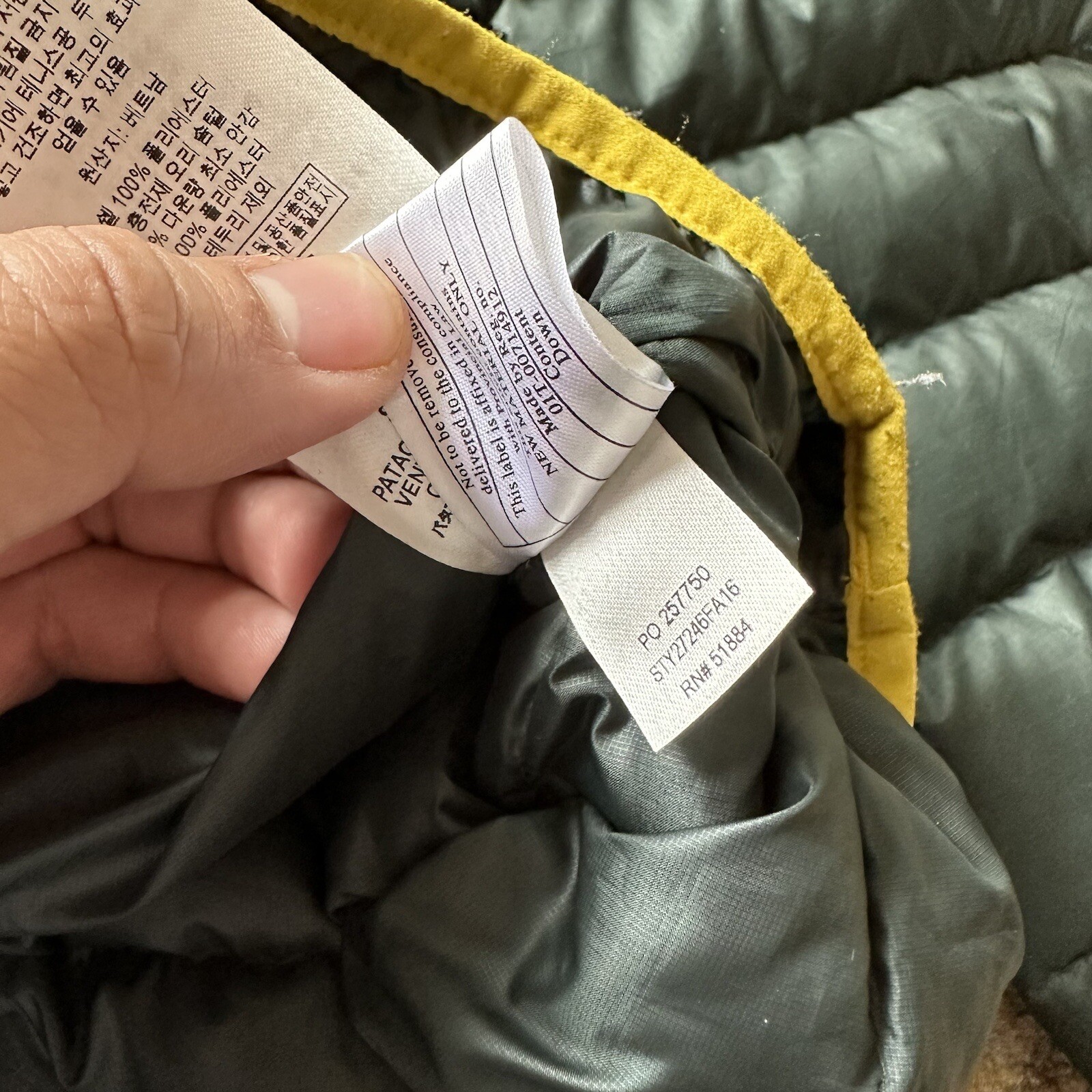 Mens PATAGONIA Green Pullover Down Snap T Sweater Jacket XXL 2XL Puffer