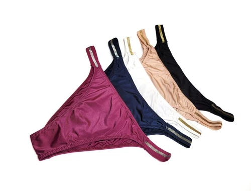 Pack Of 5 Women High Cut Satin Panties Thong Brief Brazilian Underwear Lingeries - Picture 7 of 11