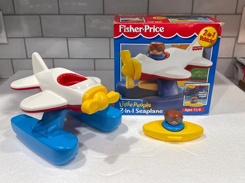 Vintage Fisher Price Little People 2-in-1 Seaplane & Kayak - 1995 w/Box & Figure