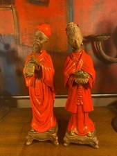 Mid-Century Manchini Chinese Man & Woman Ceramics 