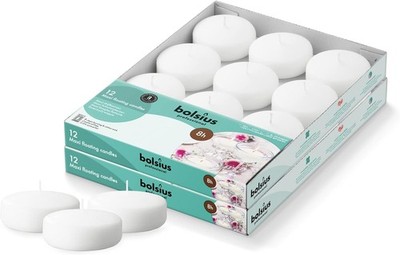 White 3'' Floating Candles - 8 Hr Clean Burn, Palm Oil Free