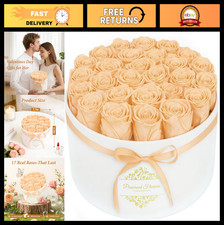17 Preserved Forever Flowers in Luxury Suede Box - Romantic Gifts for Her, Anniv