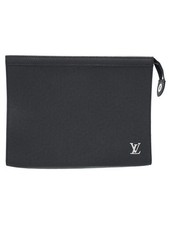 Louis Vuitton Taiga Black Leather Pochette Voyage Clutch Bag