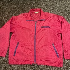 LL Bean Vintage Size Large Red Windbreaker Raincoat Jacket USA Made Lightweight