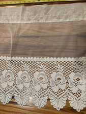 Vintage Ivory Sheer and Lace/Embroidered, 3 Pieces, Valance  Swag Drapes