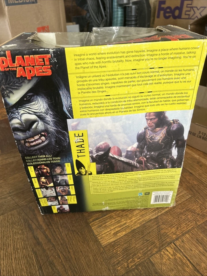 2001 Hasbro Planet of the Apes Thade With Battle Steed Action Figure Box Wear - Image 4 of 4