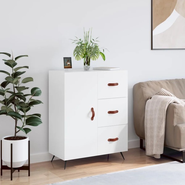 Sideboard Weiß Kommode 69,5X34X90 Cm Aus Holzwerkstoff Stauraum-image