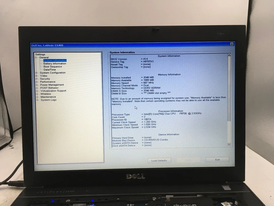 DELL LATITUDE E6400 - BOOTS TO BIOS- INTEL CORE 2 DUO - 2GB RAM - 14" - READ -BB - Image 2 of 4
