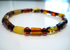 Genuine Multicolor Amber Baltic Amber Elastic Bracelet 7.5-8 in  