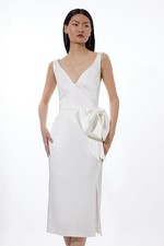 Karen Millen Bodycon Midi Dress UK10 in Cream RRP £249