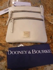 NWT Dooney & Bourke Leather Triple Zip Crossbody Handbag in Cream $228