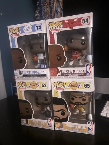 NBA NCAA Funko Pop Lot of 4 Michael Jordan (UNC), Lebron James, Anthony Davis