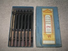 Vintage Set 6 Faux Bone Handle DESSERT CUTLERY-Atkinson Bros Sheffield Stainless