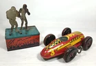 Vtg Joe Socko Bank & MARX No. 3 Wind Up Race Car Tin Litho Toy Lot - PARTS