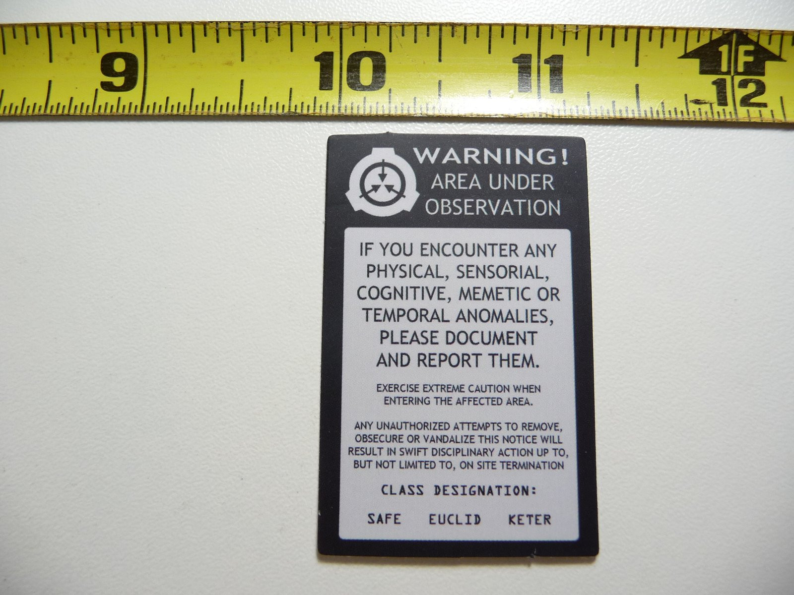 Temporal Anomalies Warning Area Under Observation Mini Decal Sticker