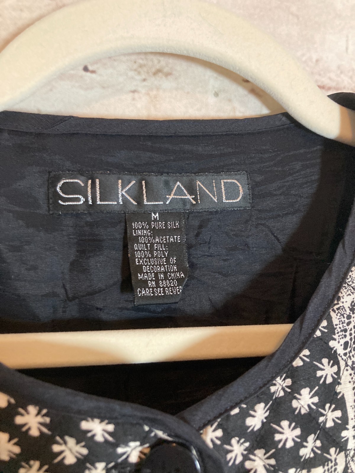 Silkland Patchwork Jacket Medium 100% Silk Quilte… - image 12