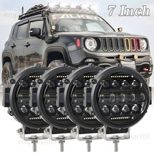 4x 7 Inch Led Round Pods Work Light Offroad Bumper Roof Driving White Drl Lamp