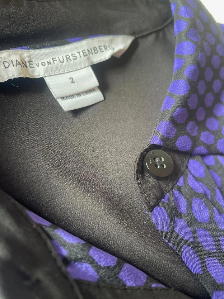 NUEVO Vestido camisero 100 % seda con botones Diane von Furstenberg para mujer DVF 2 Foto 2 de 4