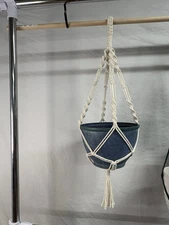 macrame plant hanger Hand Made 27” Long 7”wide Holds 6” Pot Included